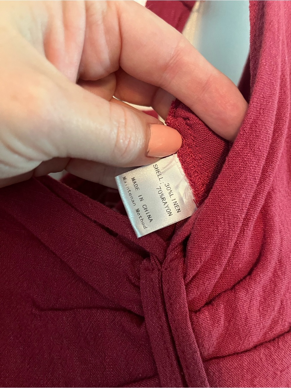 Women’s Burgundy Wide-Leg Jumpsuit with V-Neck - Picture 6 of 7